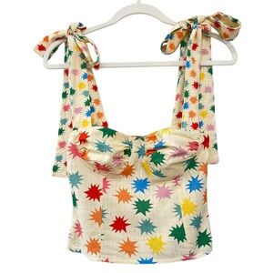 VRG GRL Salty Hair Tie Star Print Tie Strap Crop Top Size 6